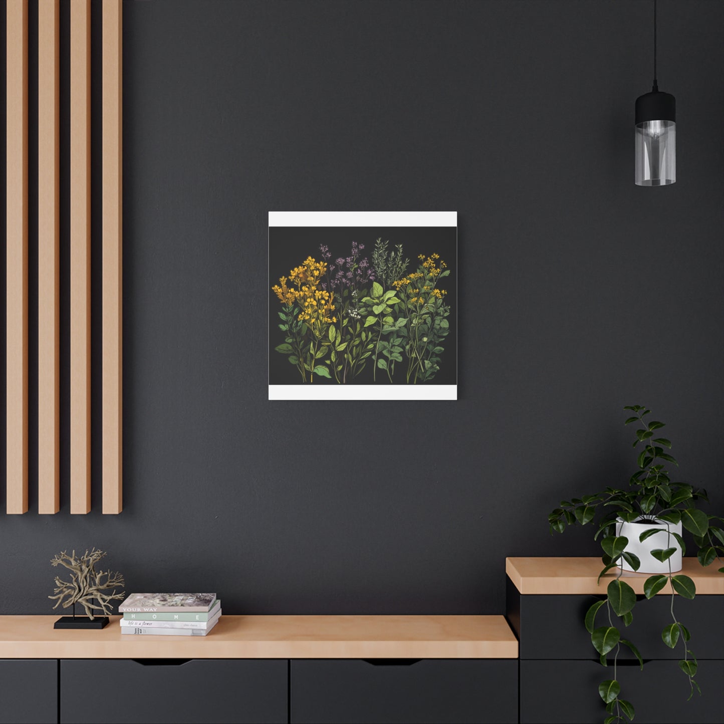Botanical Wall Art - Matte Canvas Print of Colorful Herbs and Flowers