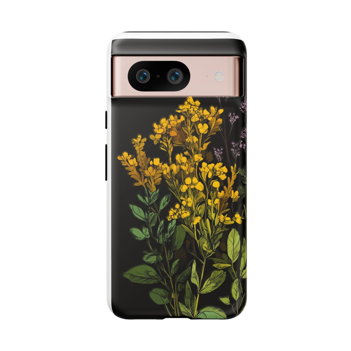 Floral Tough Phone Case - Elegant Yellow Botanical Design