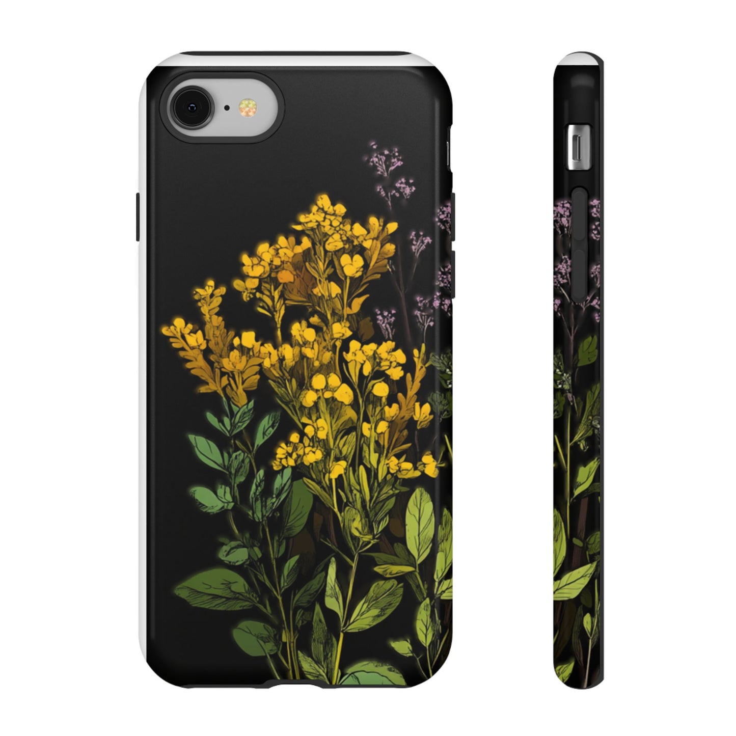 Floral Tough Phone Case - Elegant Yellow Botanical Design