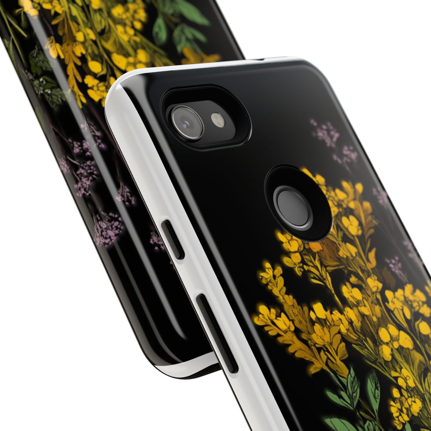 Floral Tough Phone Case - Elegant Yellow Botanical Design