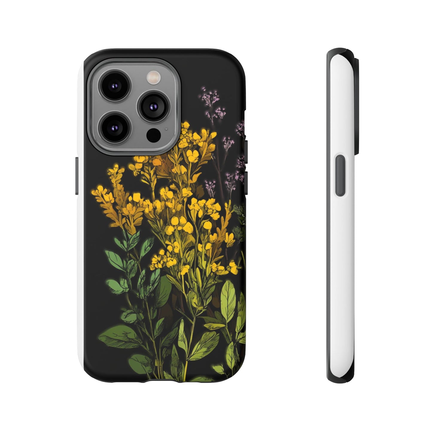 Floral Tough Phone Case - Elegant Yellow Botanical Design