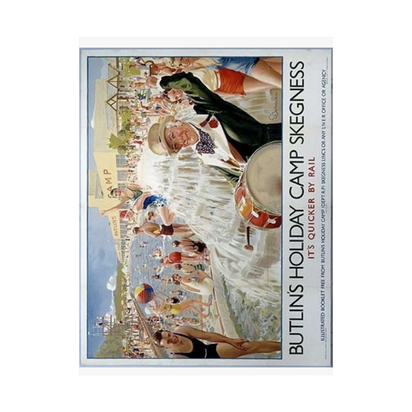 Butlins Holiday Camp Skegness Vintage Poster - Matte Vertical Wall Art