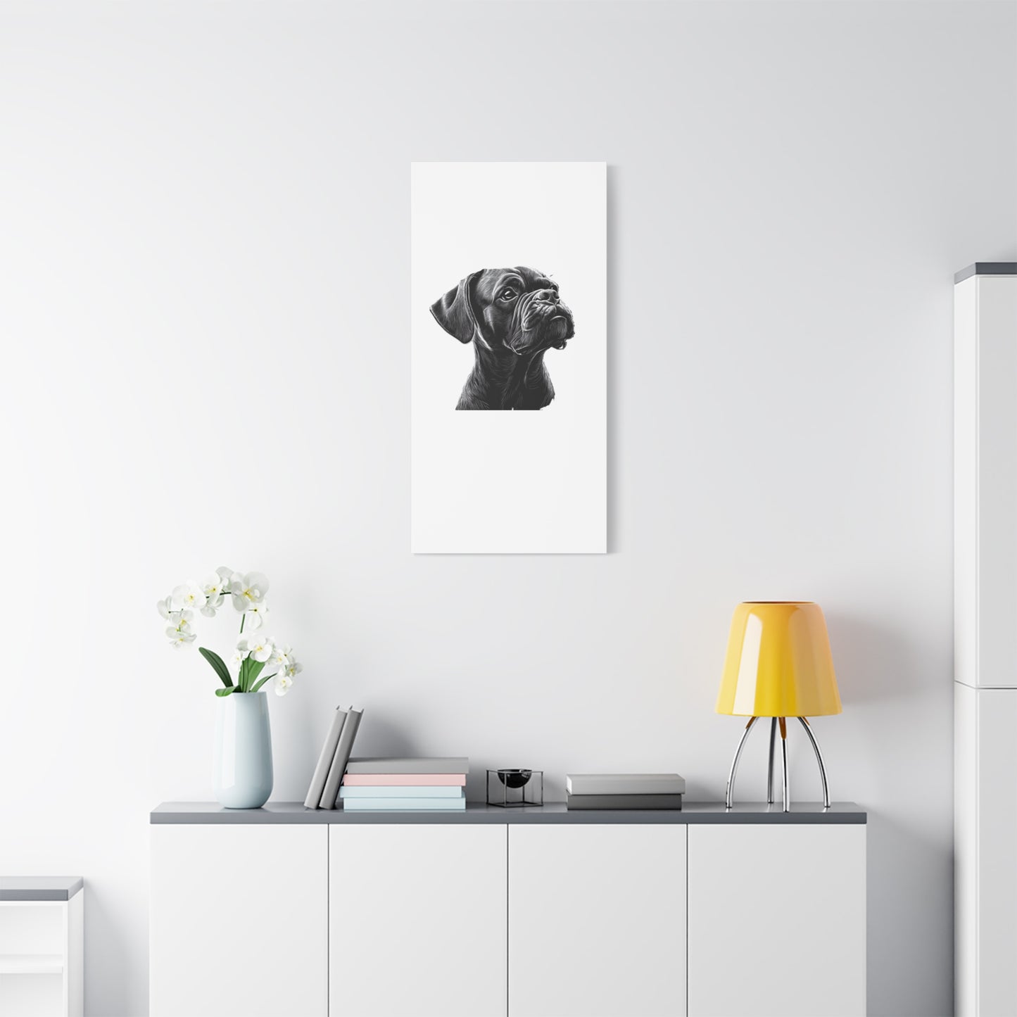 Canvas Wall Art - Black Boxer Dog Portrait - Pet Lover Home Decor