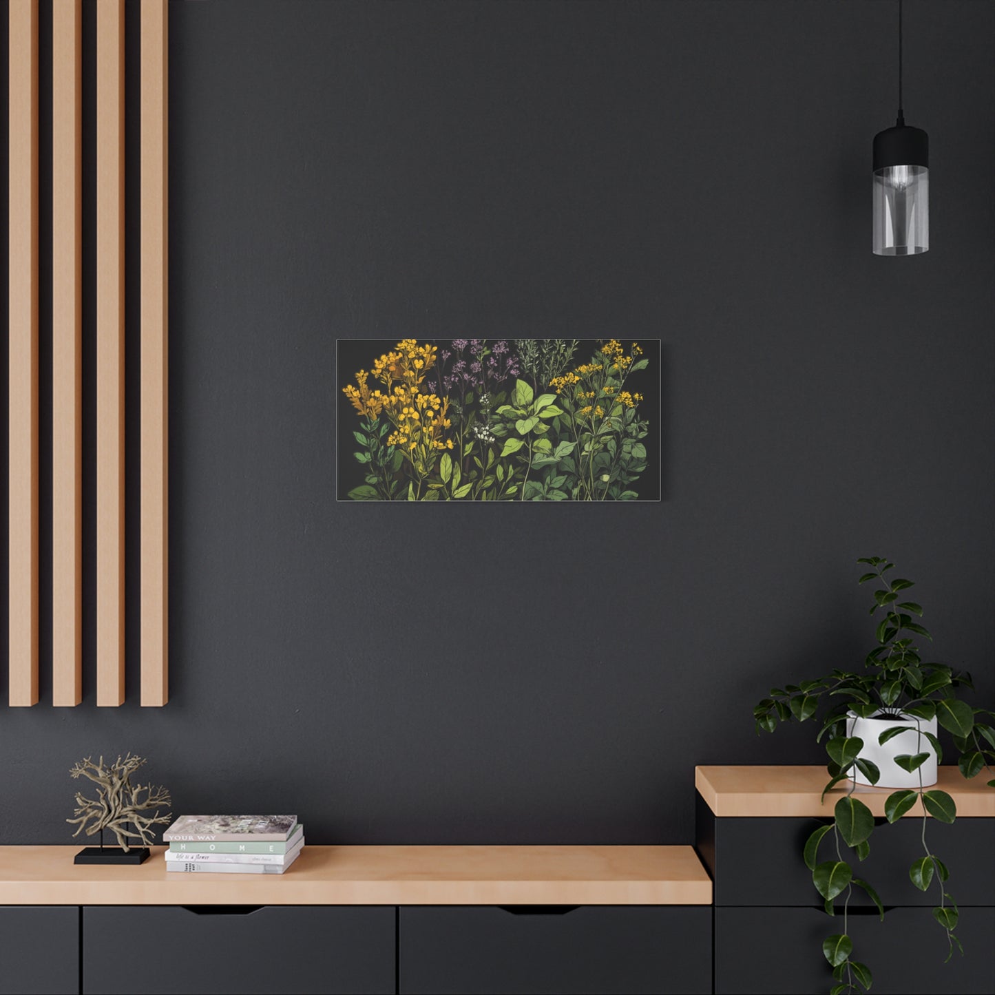 Botanical Wall Art - Matte Canvas Print of Colorful Herbs and Flowers