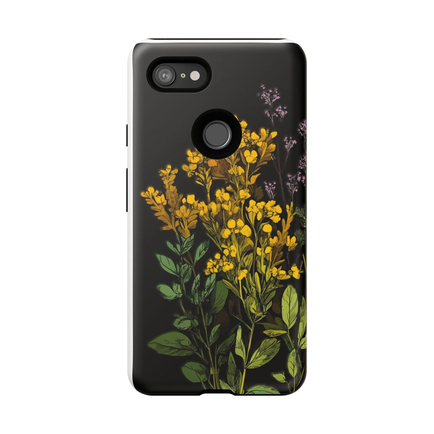 Floral Tough Phone Case - Elegant Yellow Botanical Design