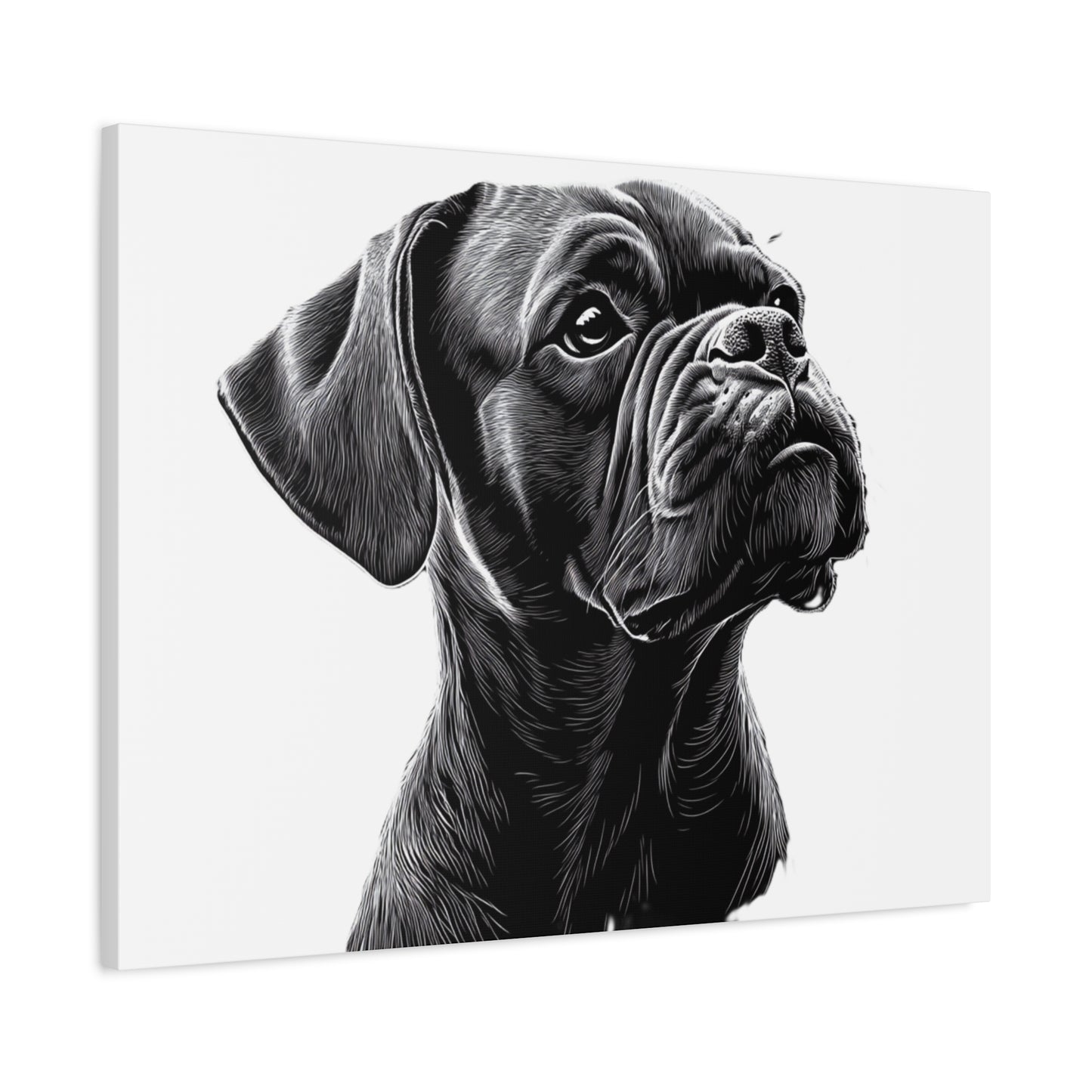 Canvas Wall Art - Black Boxer Dog Portrait - Pet Lover Home Decor