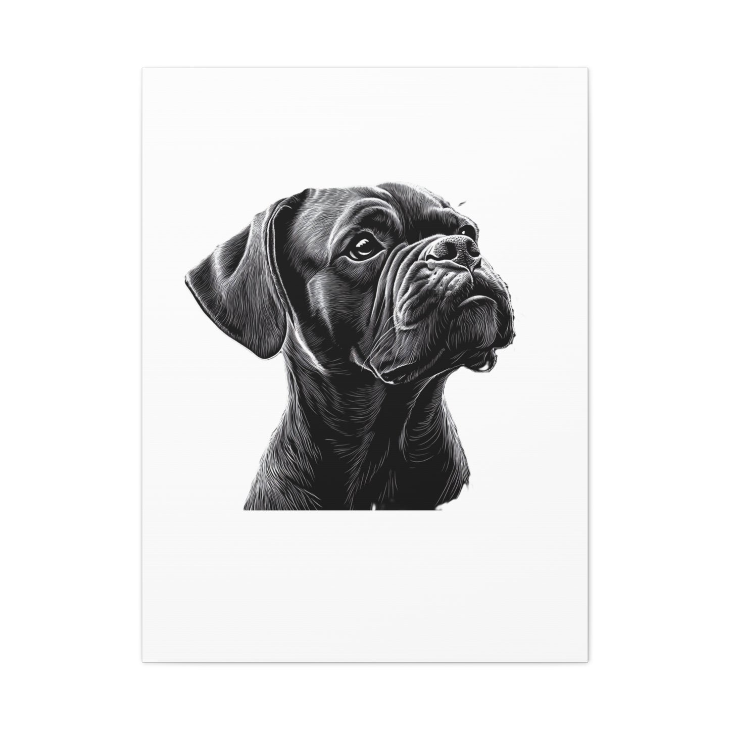 Canvas Wall Art - Black Boxer Dog Portrait - Pet Lover Home Decor