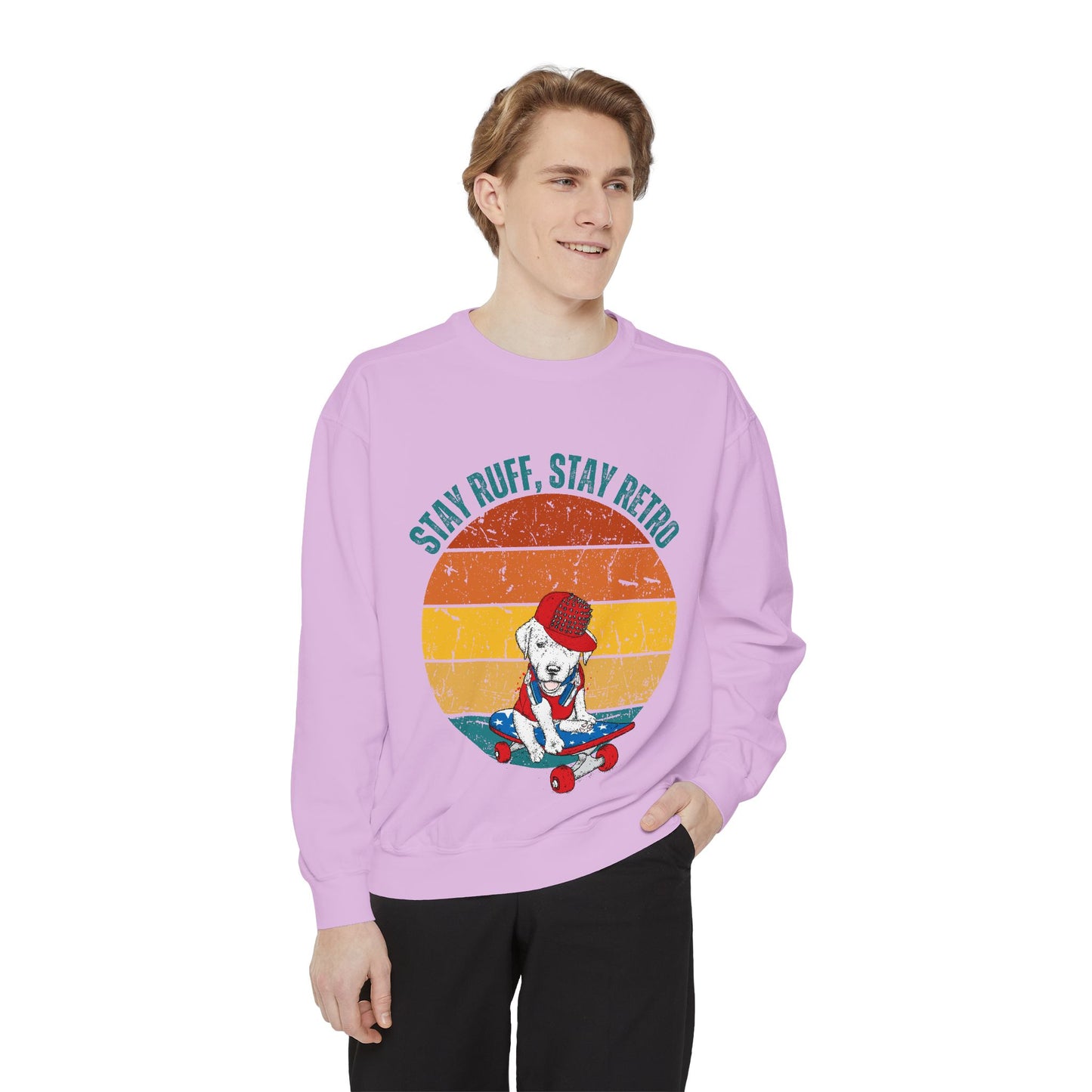 Stay Ruff, Stay Retro Unisex Garment-Dyed Sweatshirt