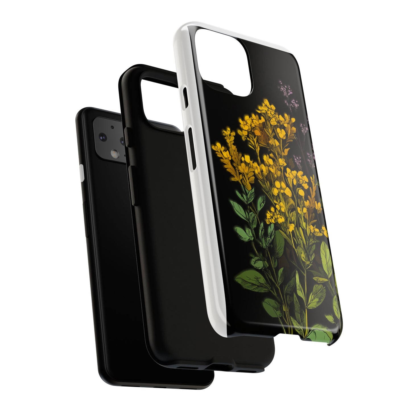 Floral Tough Phone Case - Elegant Yellow Botanical Design