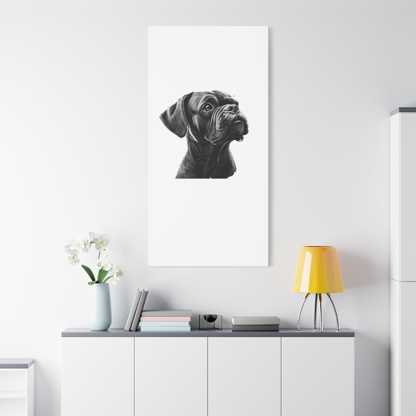 Canvas Wall Art - Black Boxer Dog Portrait - Pet Lover Home Decor