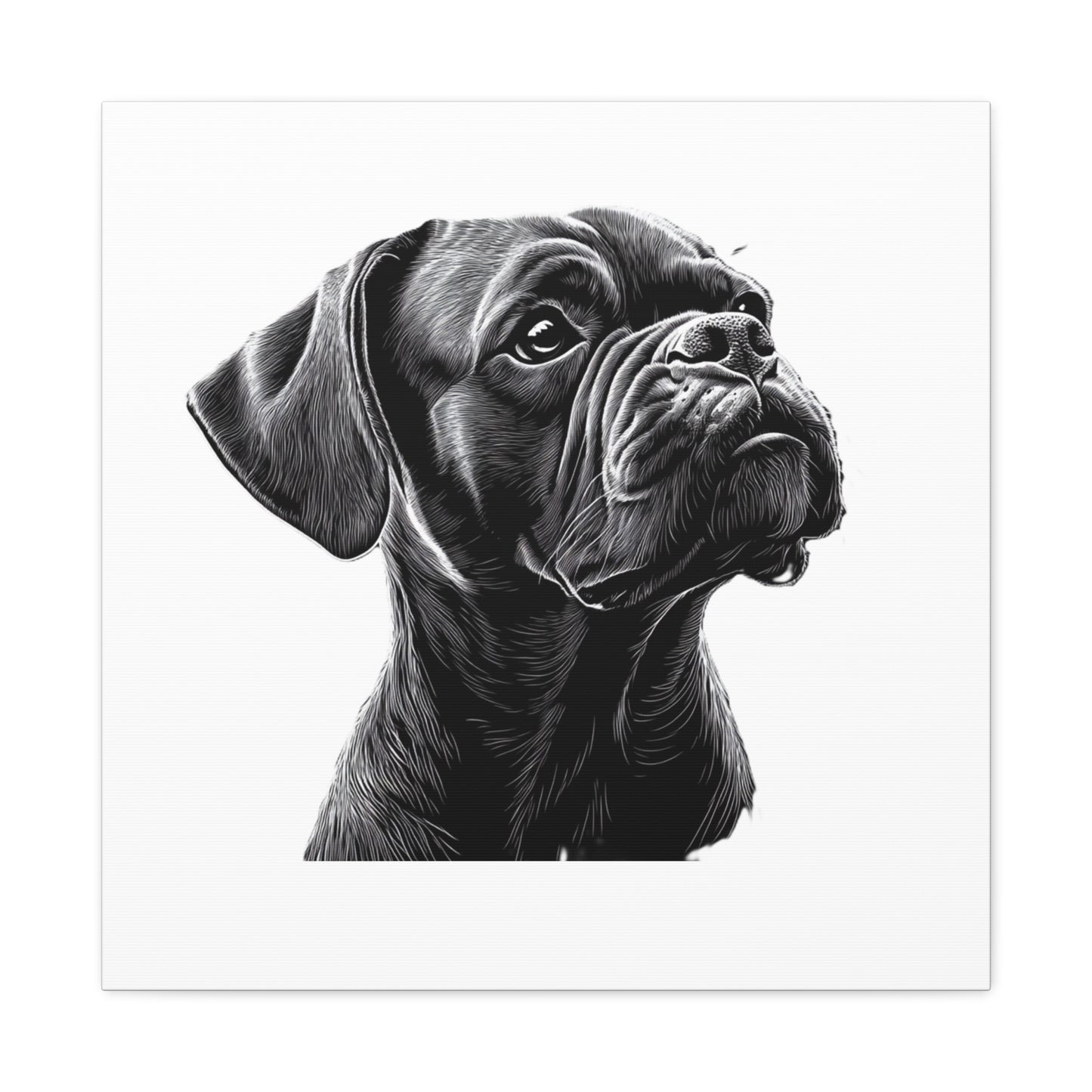 Canvas Wall Art - Black Boxer Dog Portrait - Pet Lover Home Decor