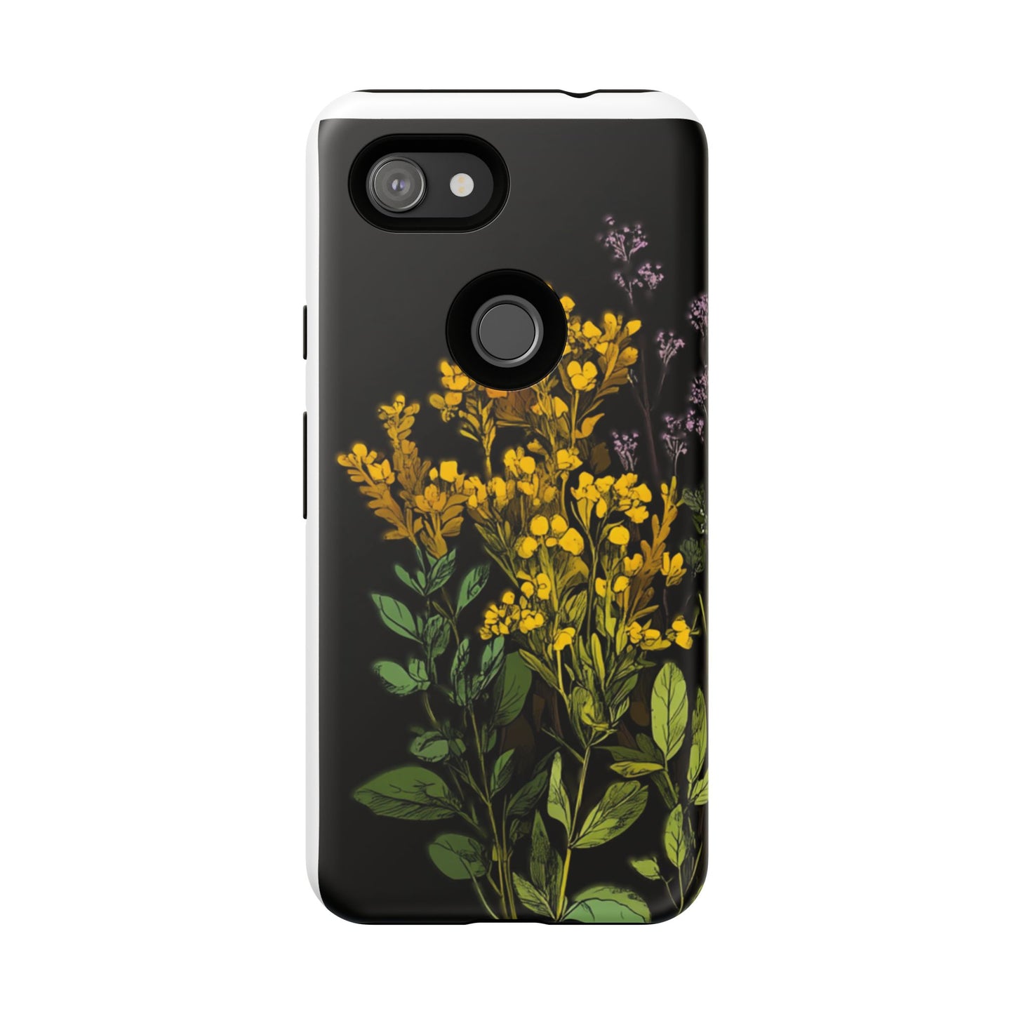 Floral Tough Phone Case - Elegant Yellow Botanical Design