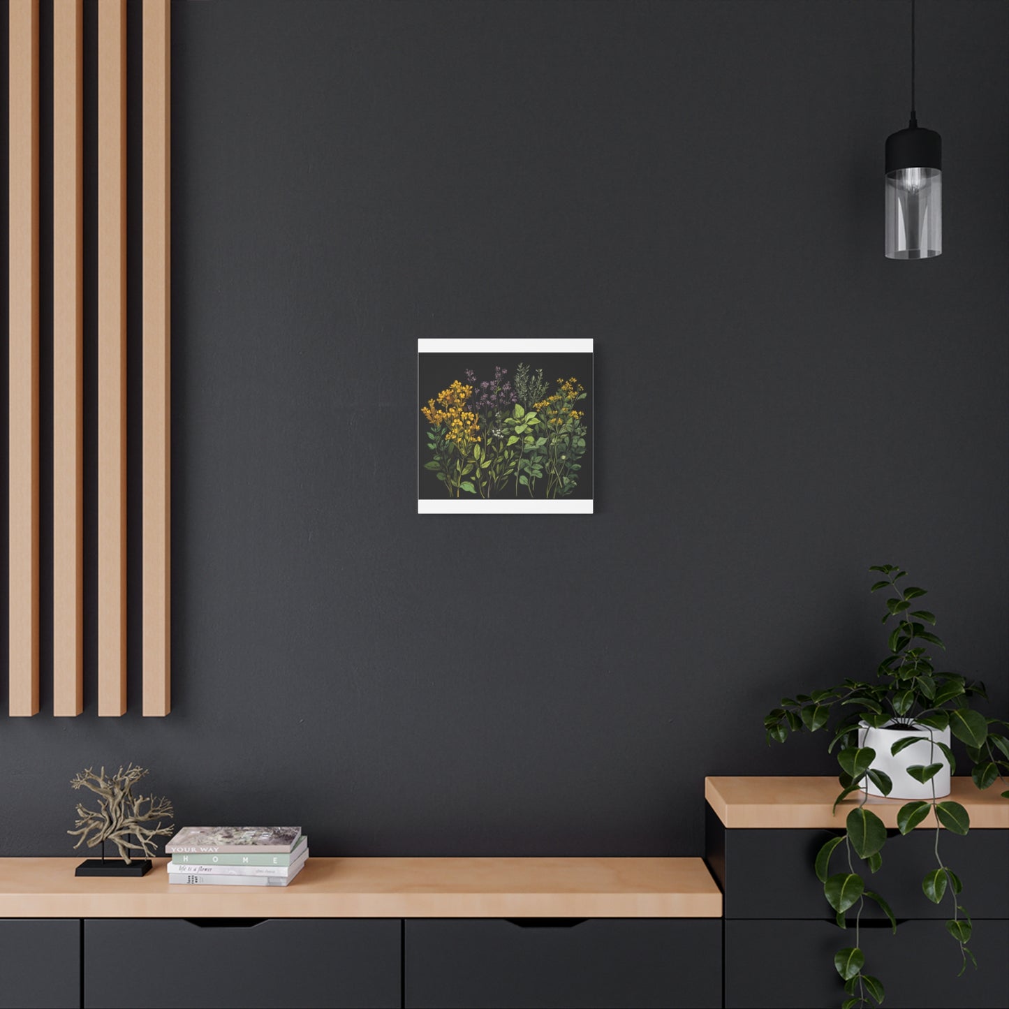 Botanical Wall Art - Matte Canvas Print of Colorful Herbs and Flowers
