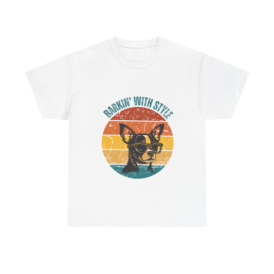 Retro Dog Graphic Tee - Barkin' With Stylin' Unisex Heavy Cotton Shirt
