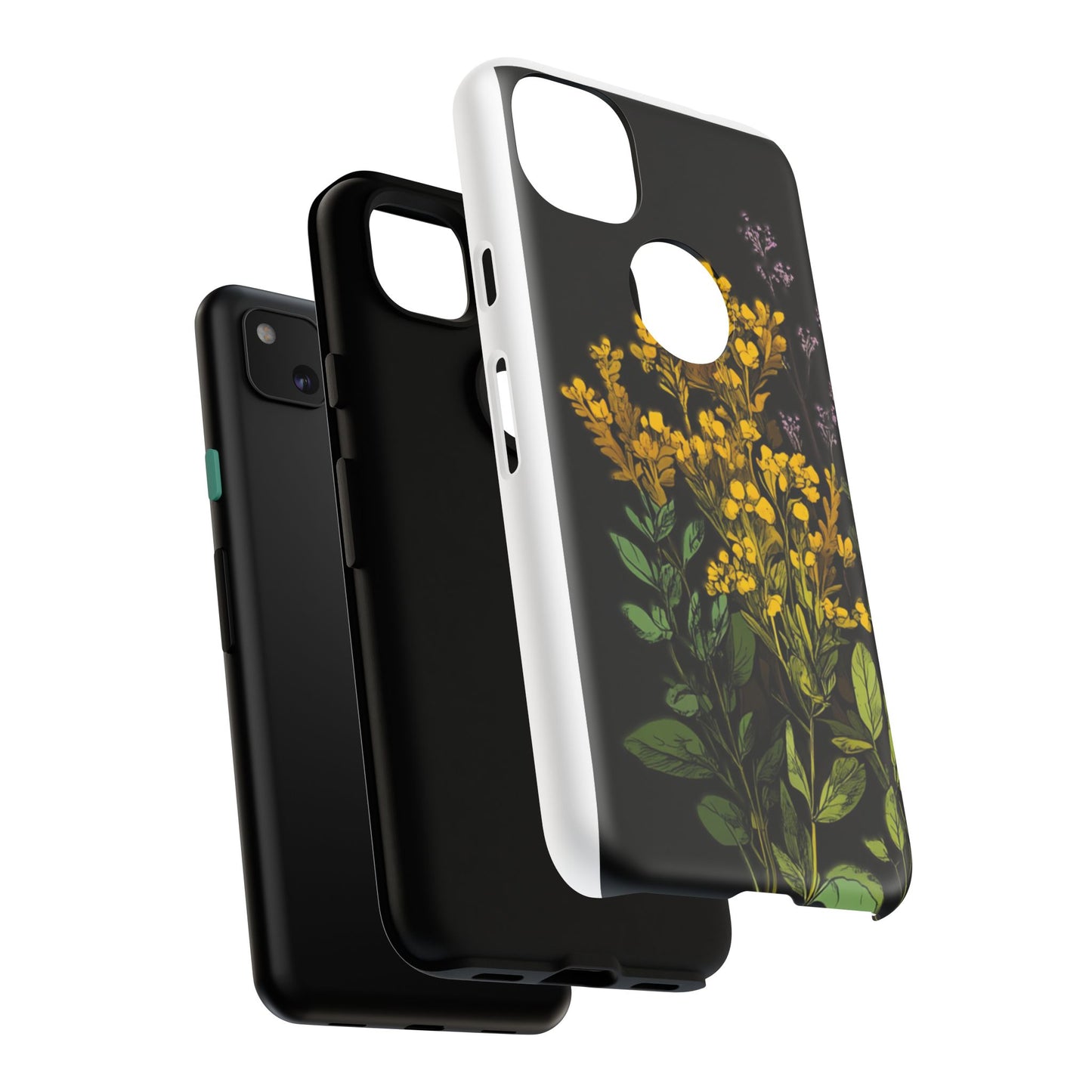 Floral Tough Phone Case - Elegant Yellow Botanical Design
