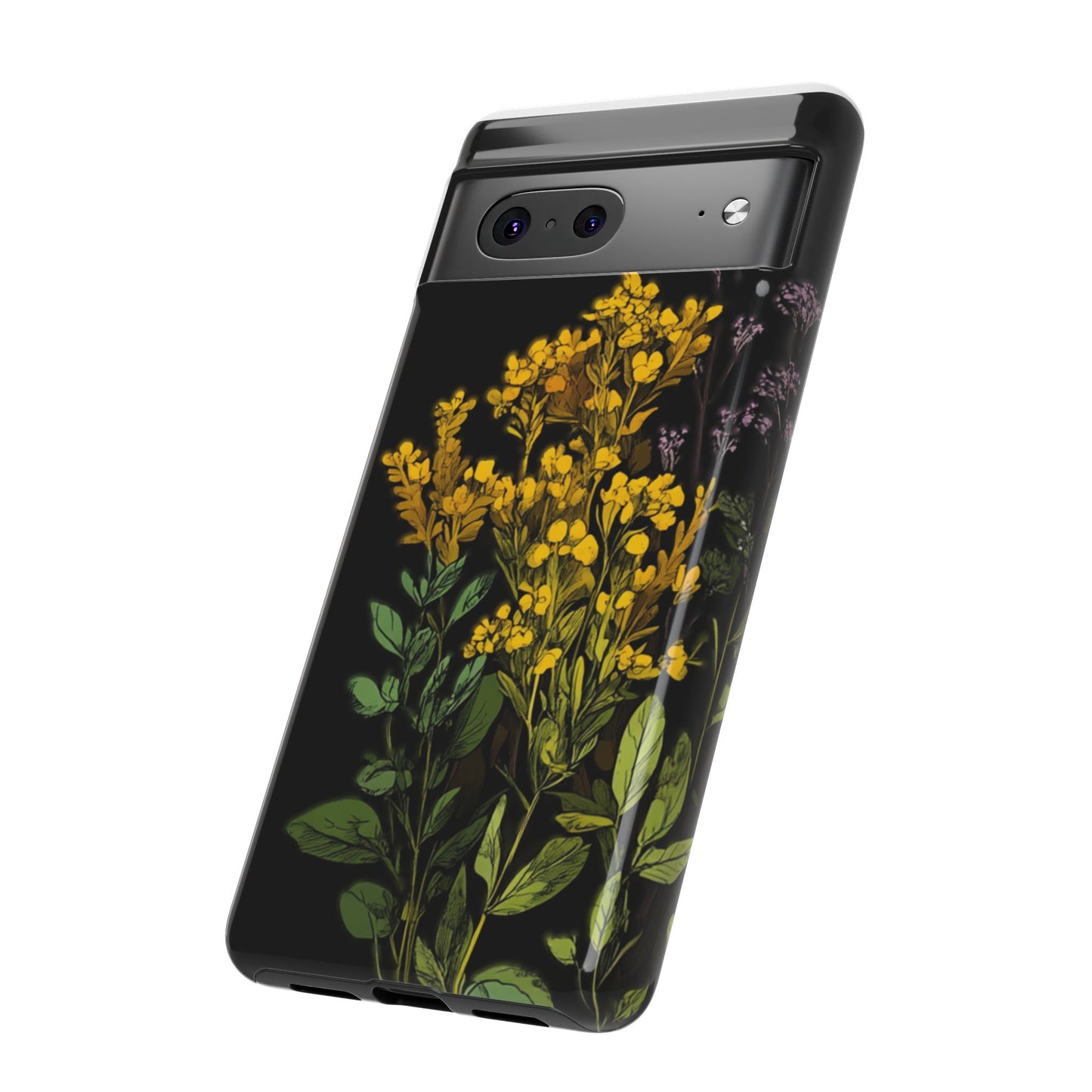 Floral Tough Phone Case - Elegant Yellow Botanical Design