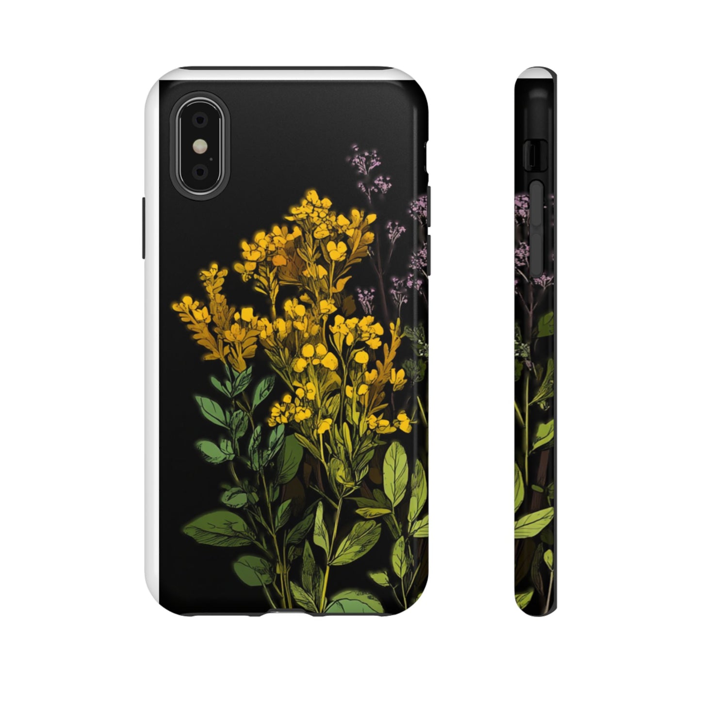 Floral Tough Phone Case - Elegant Yellow Botanical Design