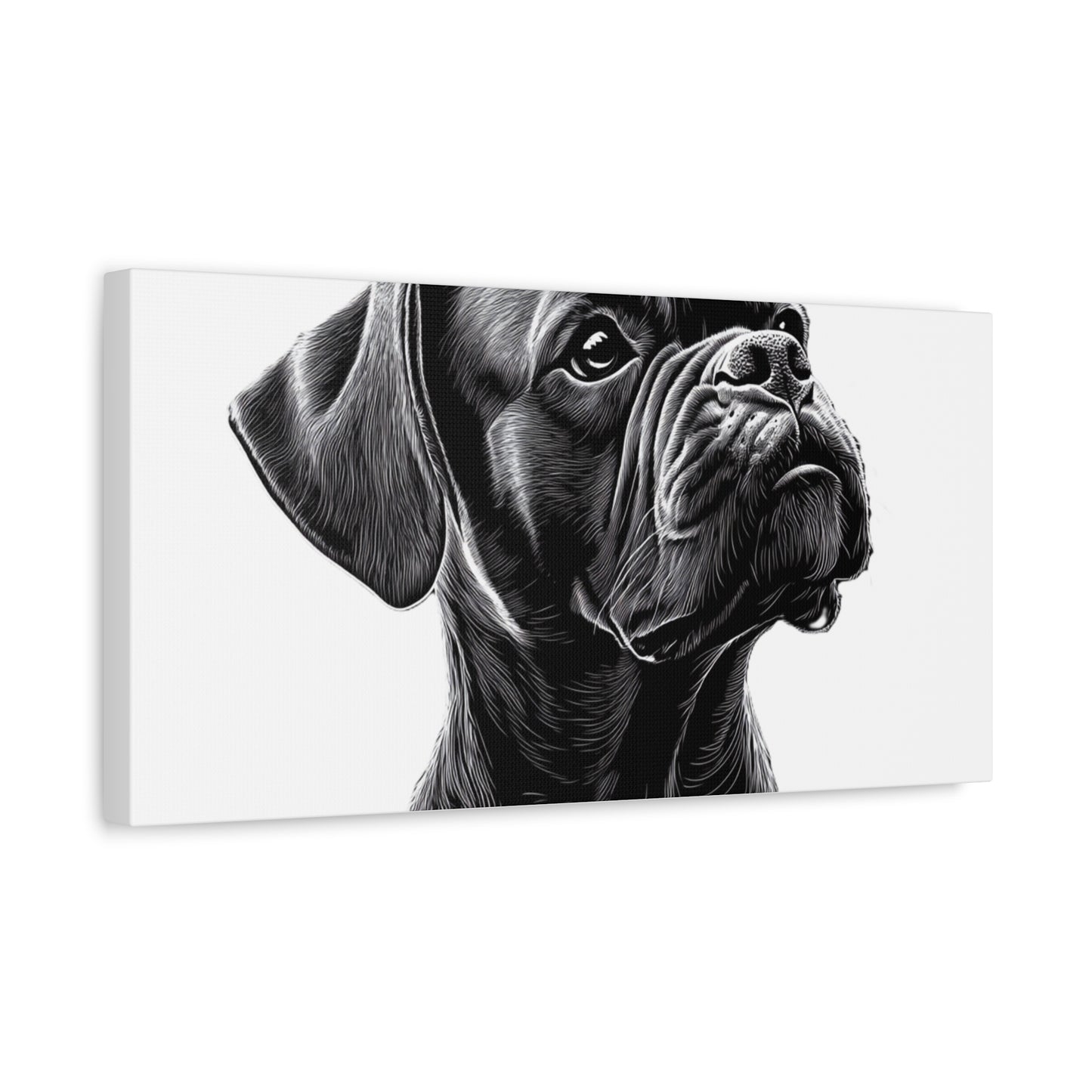 Canvas Wall Art - Black Boxer Dog Portrait - Pet Lover Home Decor