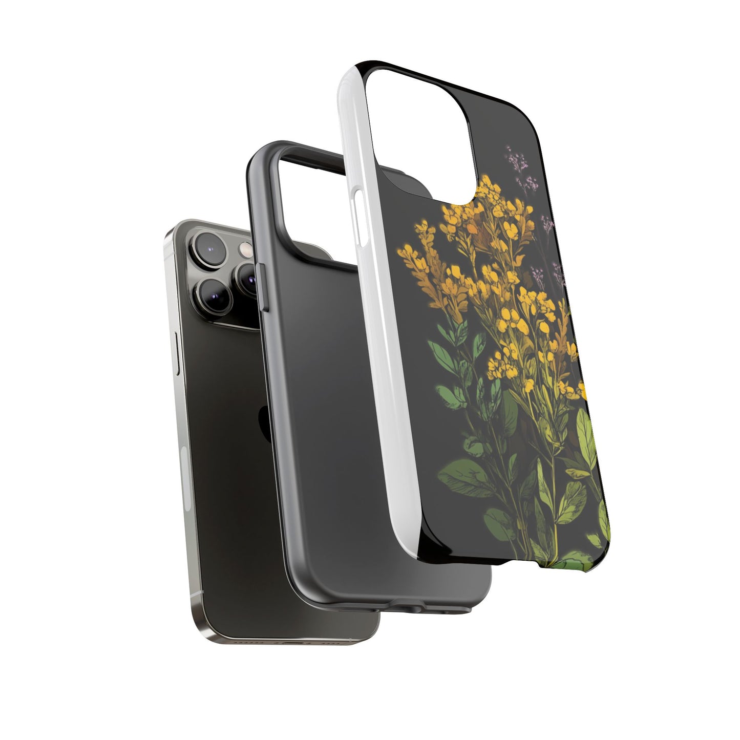 Floral Tough Phone Case - Elegant Yellow Botanical Design