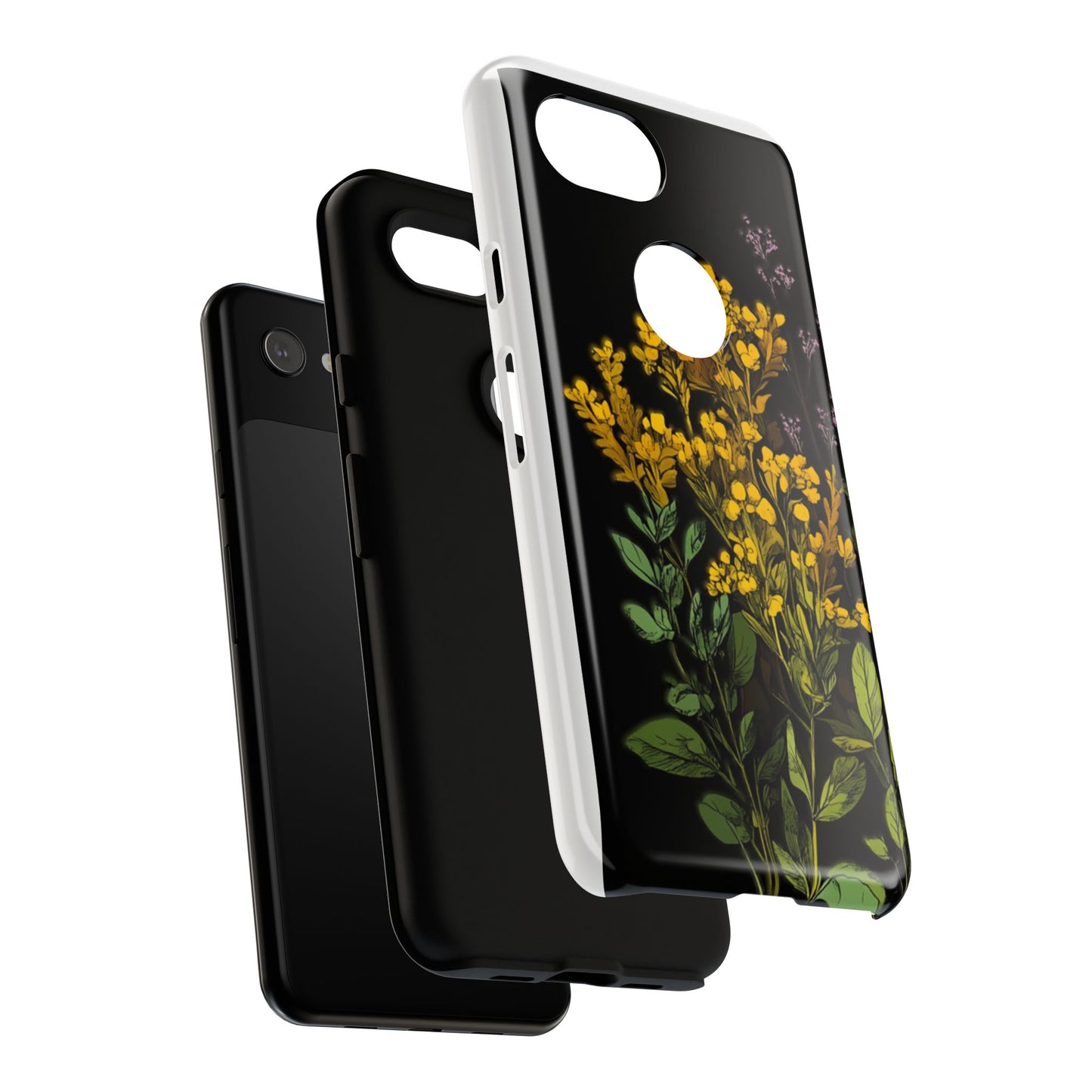 Floral Tough Phone Case - Elegant Yellow Botanical Design