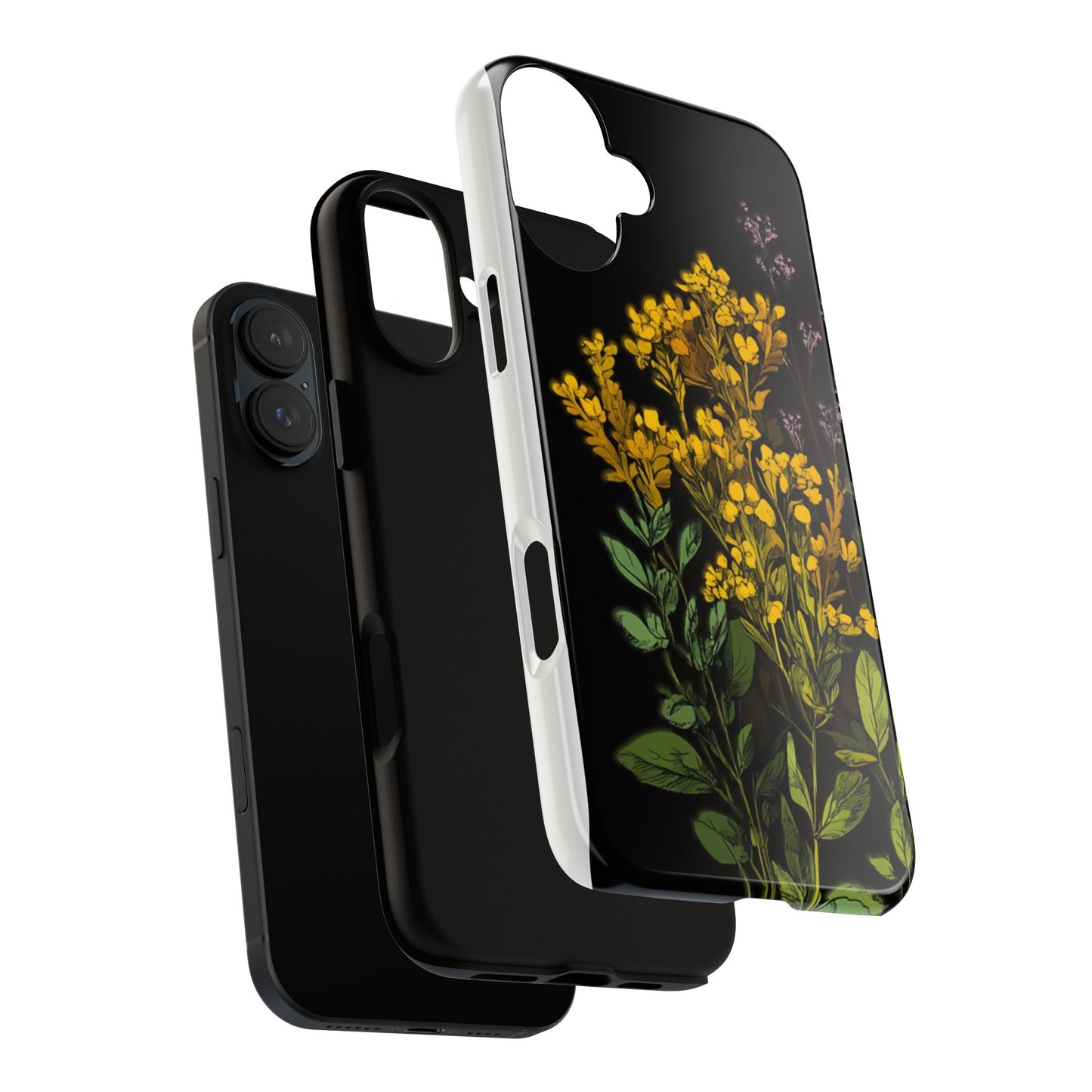 Floral Tough Phone Case - Elegant Yellow Botanical Design