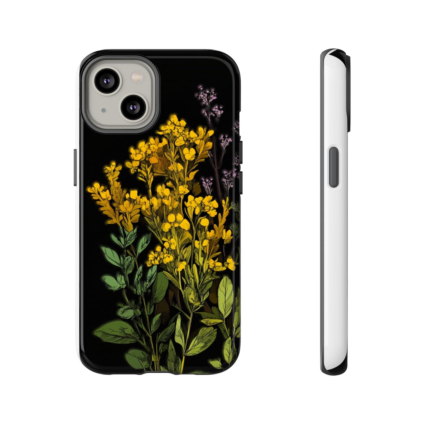Floral Tough Phone Case - Elegant Yellow Botanical Design