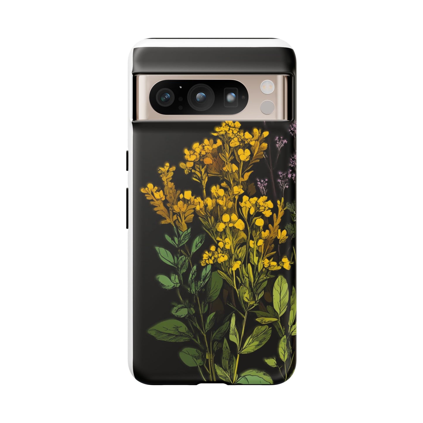 Floral Tough Phone Case - Elegant Yellow Botanical Design