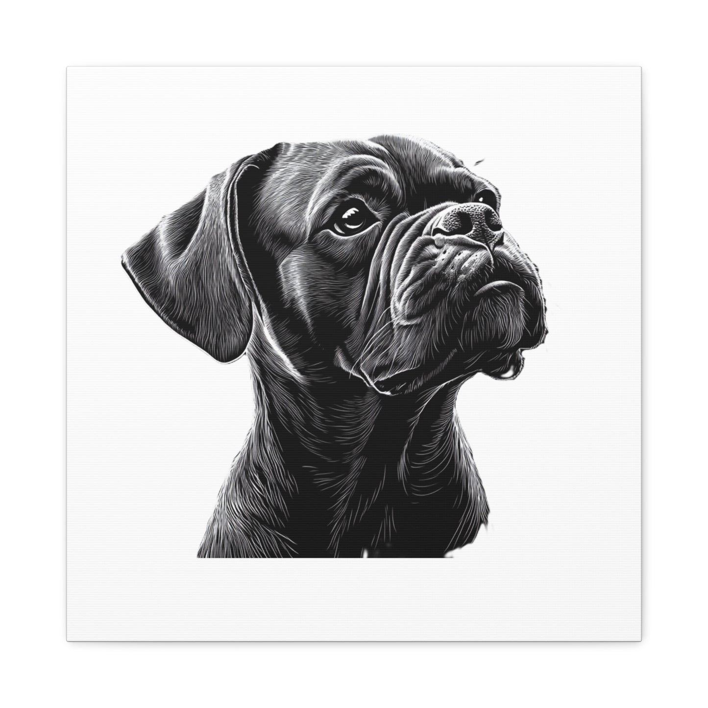 Canvas Wall Art - Black Boxer Dog Portrait - Pet Lover Home Decor