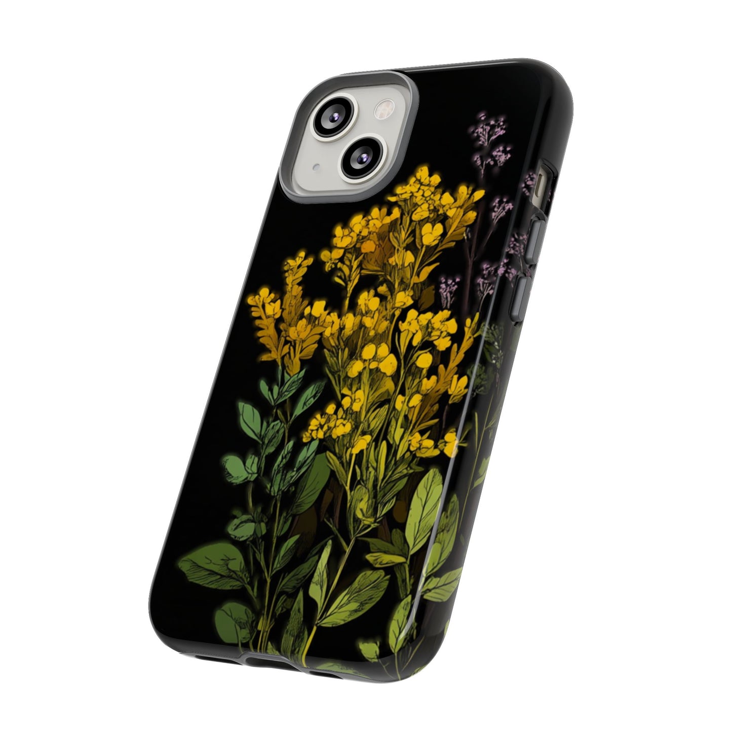 Floral Tough Phone Case - Elegant Yellow Botanical Design