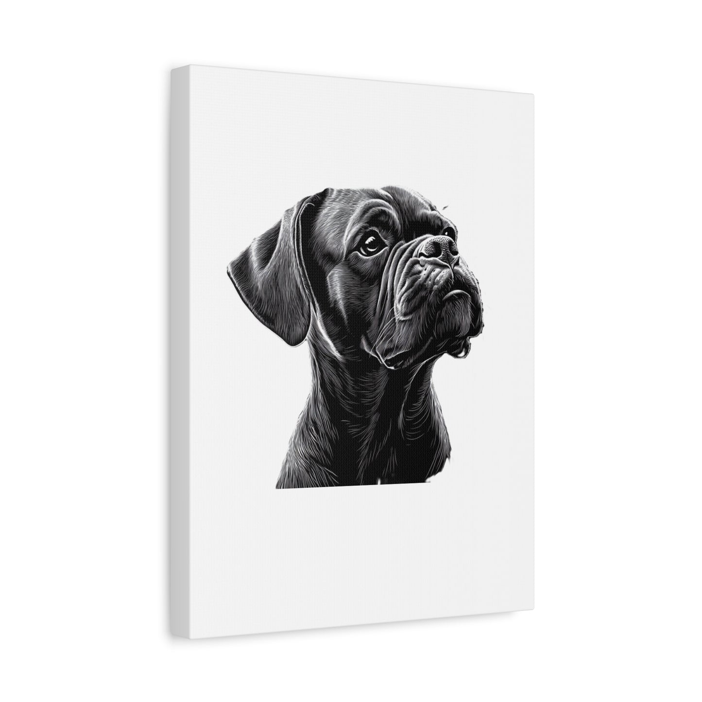 Canvas Wall Art - Black Boxer Dog Portrait - Pet Lover Home Decor