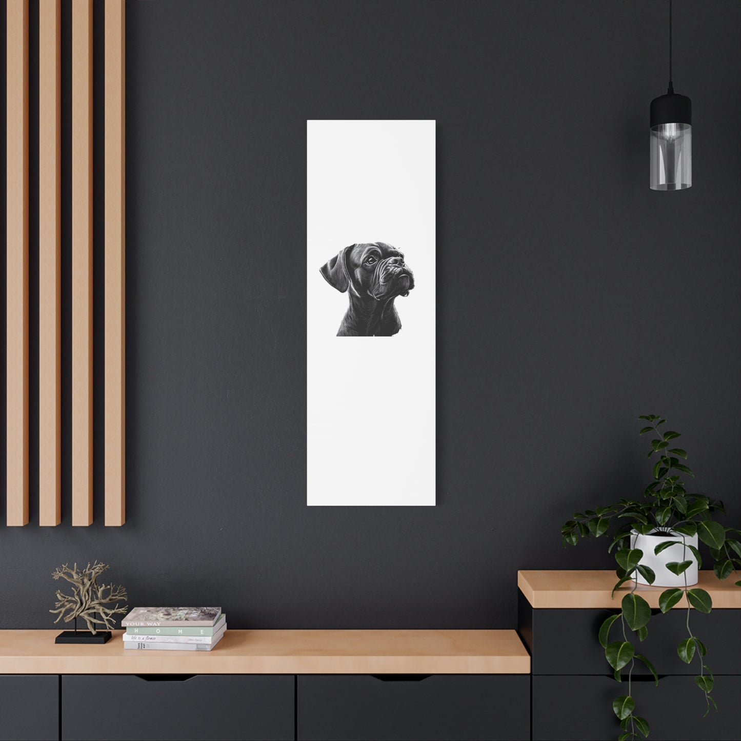 Canvas Wall Art - Black Boxer Dog Portrait - Pet Lover Home Decor