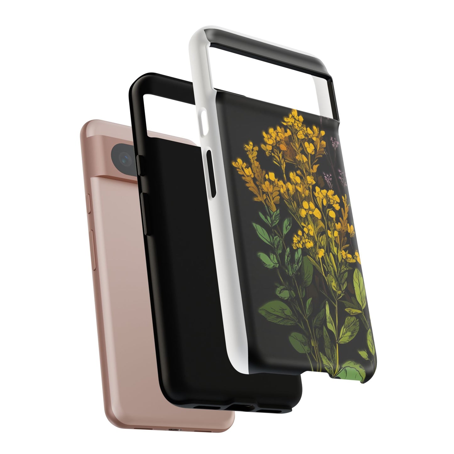 Floral Tough Phone Case - Elegant Yellow Botanical Design