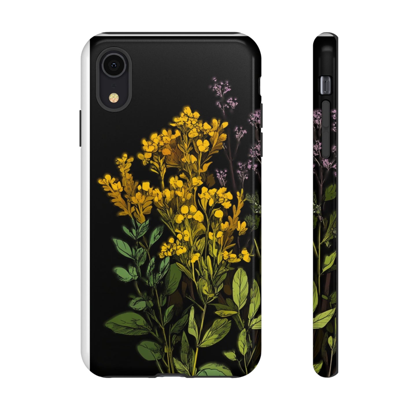 Floral Tough Phone Case - Elegant Yellow Botanical Design