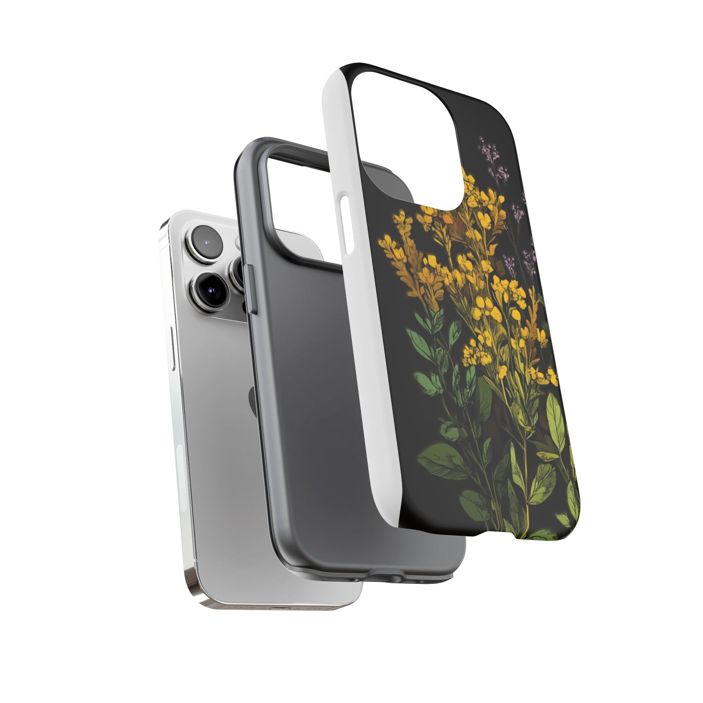 Floral Tough Phone Case - Elegant Yellow Botanical Design