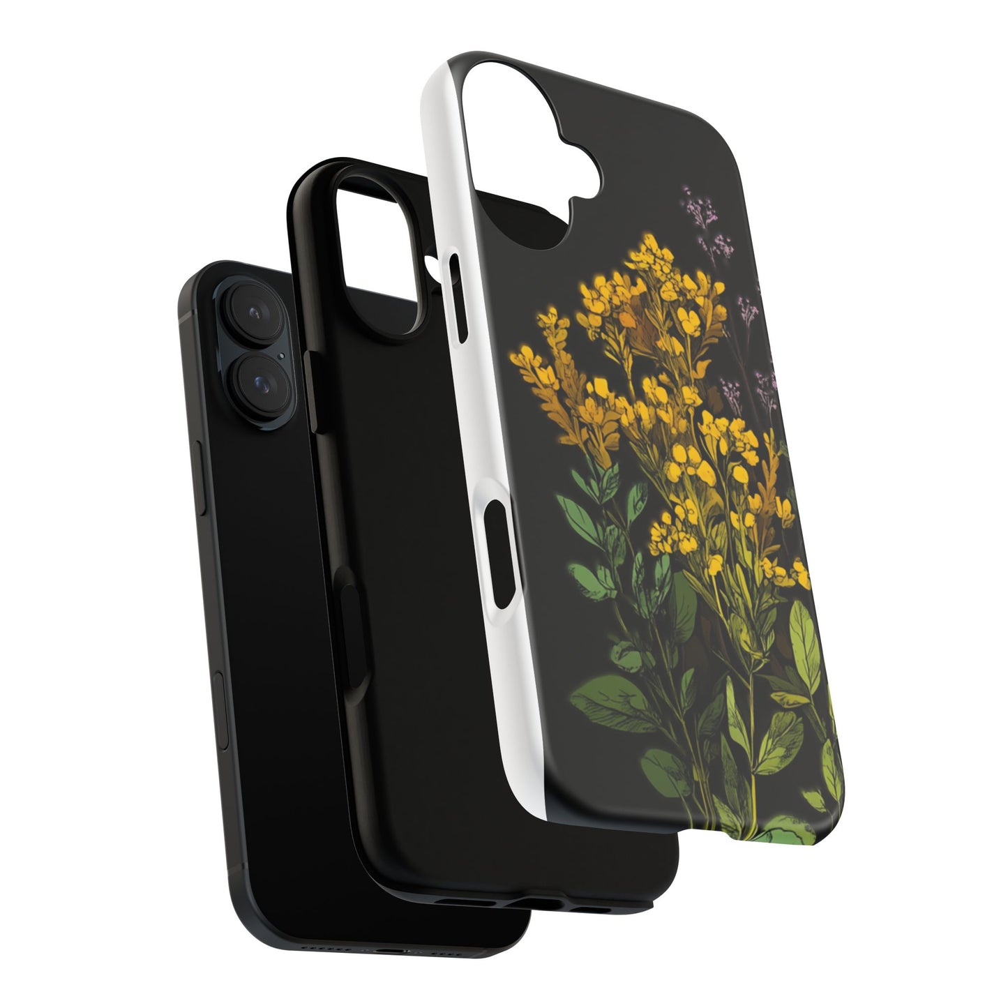 Floral Tough Phone Case - Elegant Yellow Botanical Design