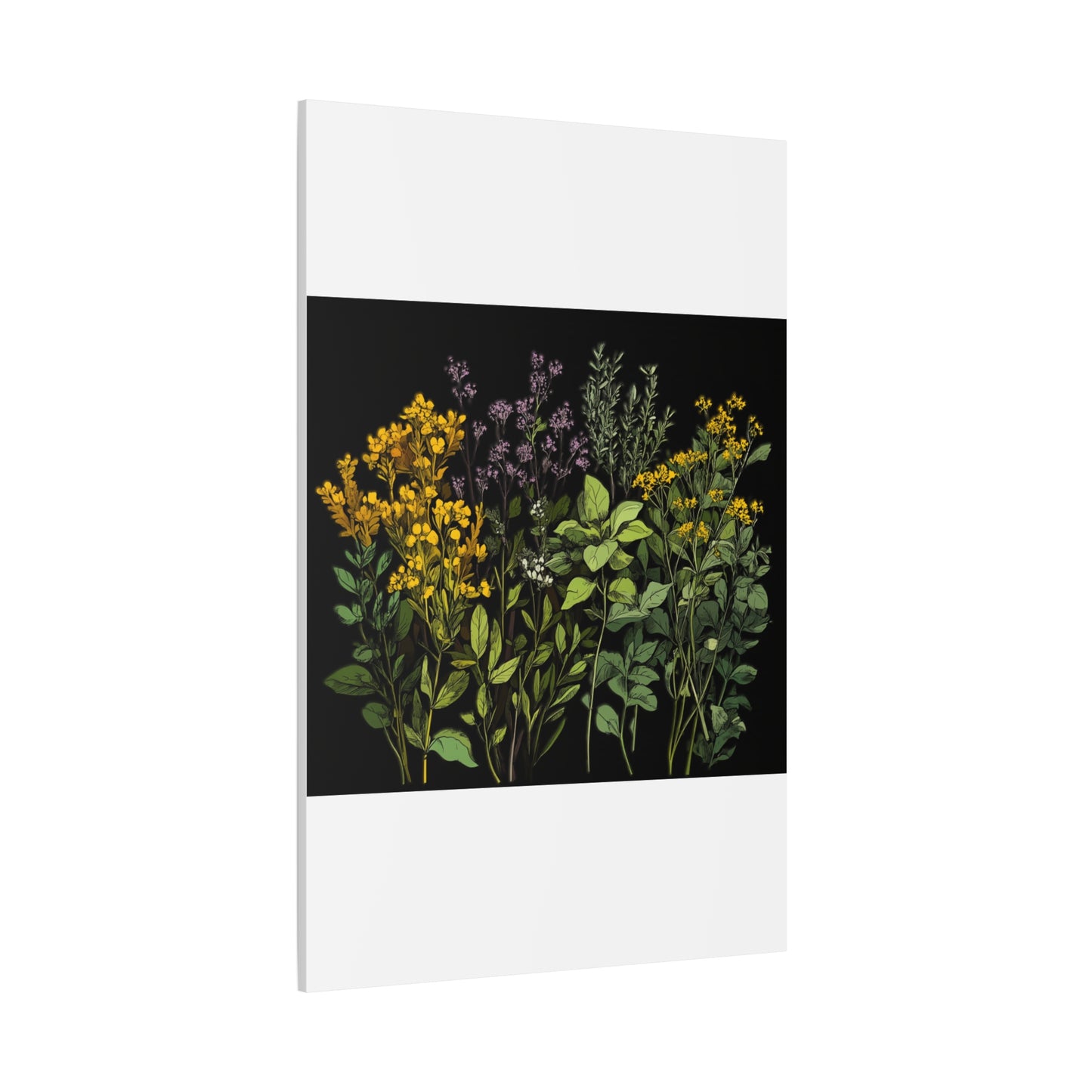 Botanical Wall Art - Matte Canvas Print of Colorful Herbs and Flowers