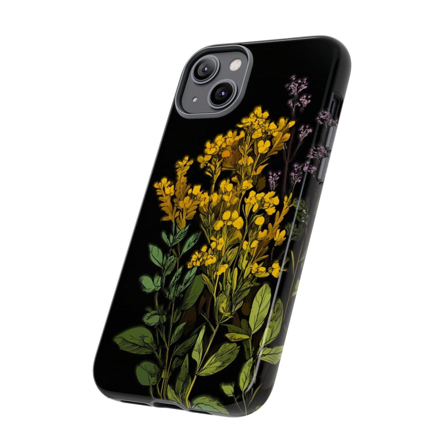Floral Tough Phone Case - Elegant Yellow Botanical Design
