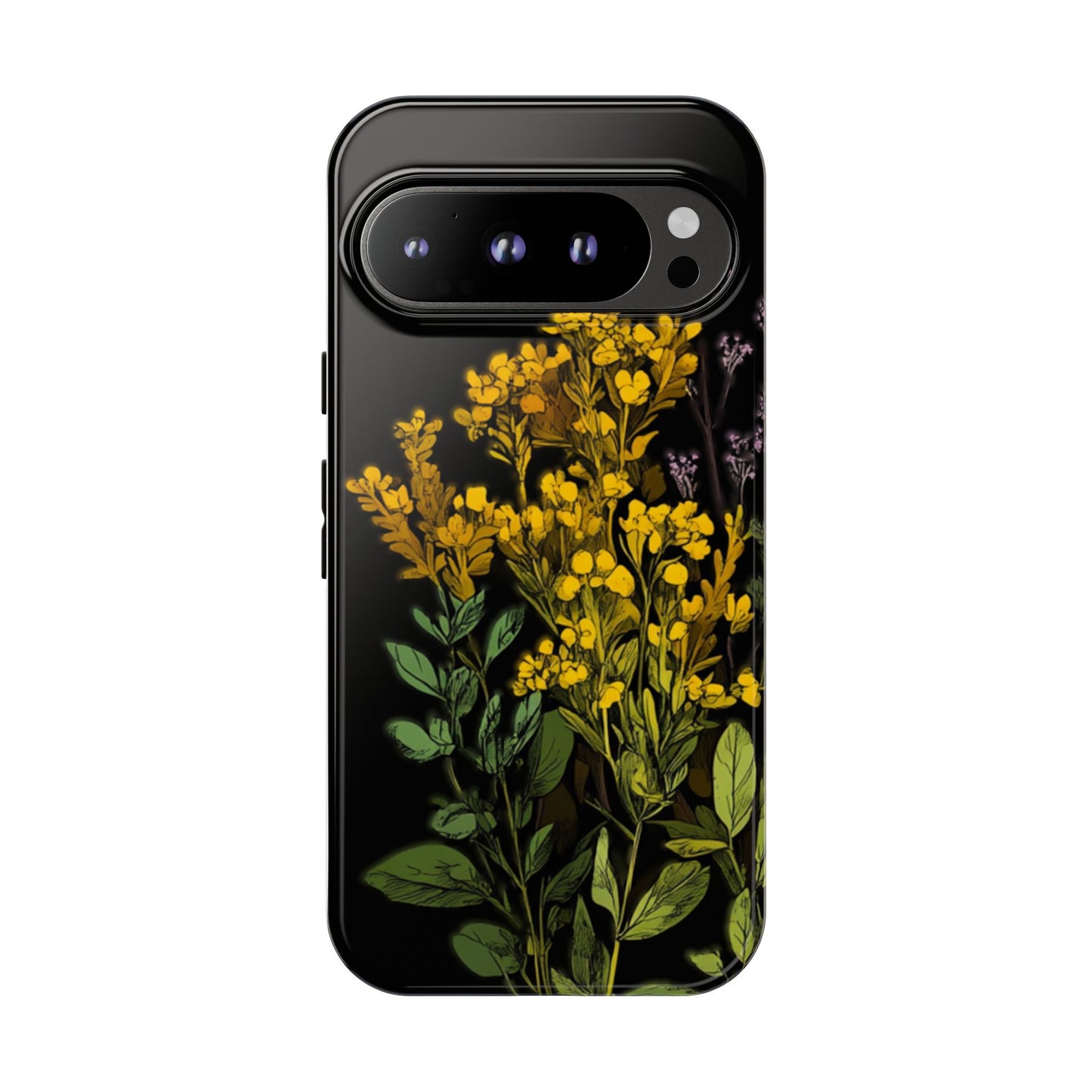 Floral Tough Phone Case - Elegant Yellow Botanical Design