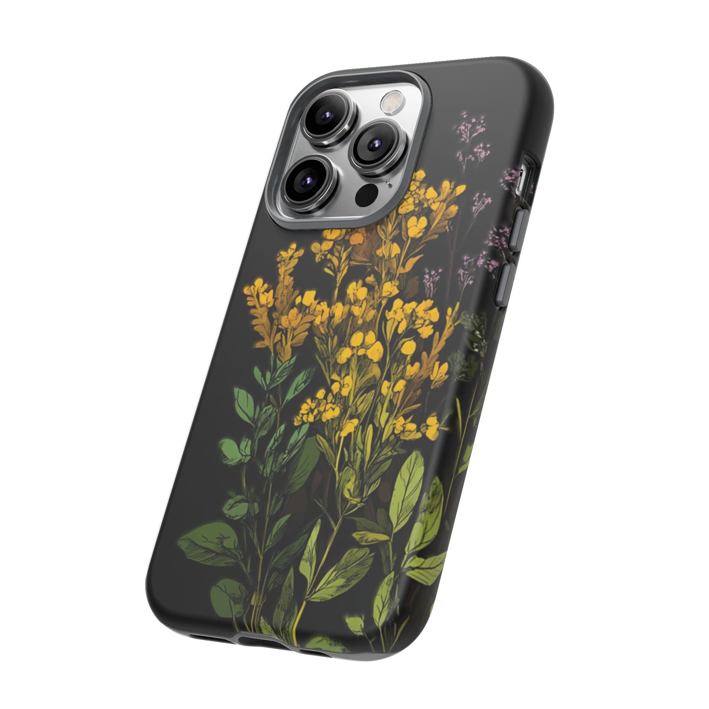 Floral Tough Phone Case - Elegant Yellow Botanical Design