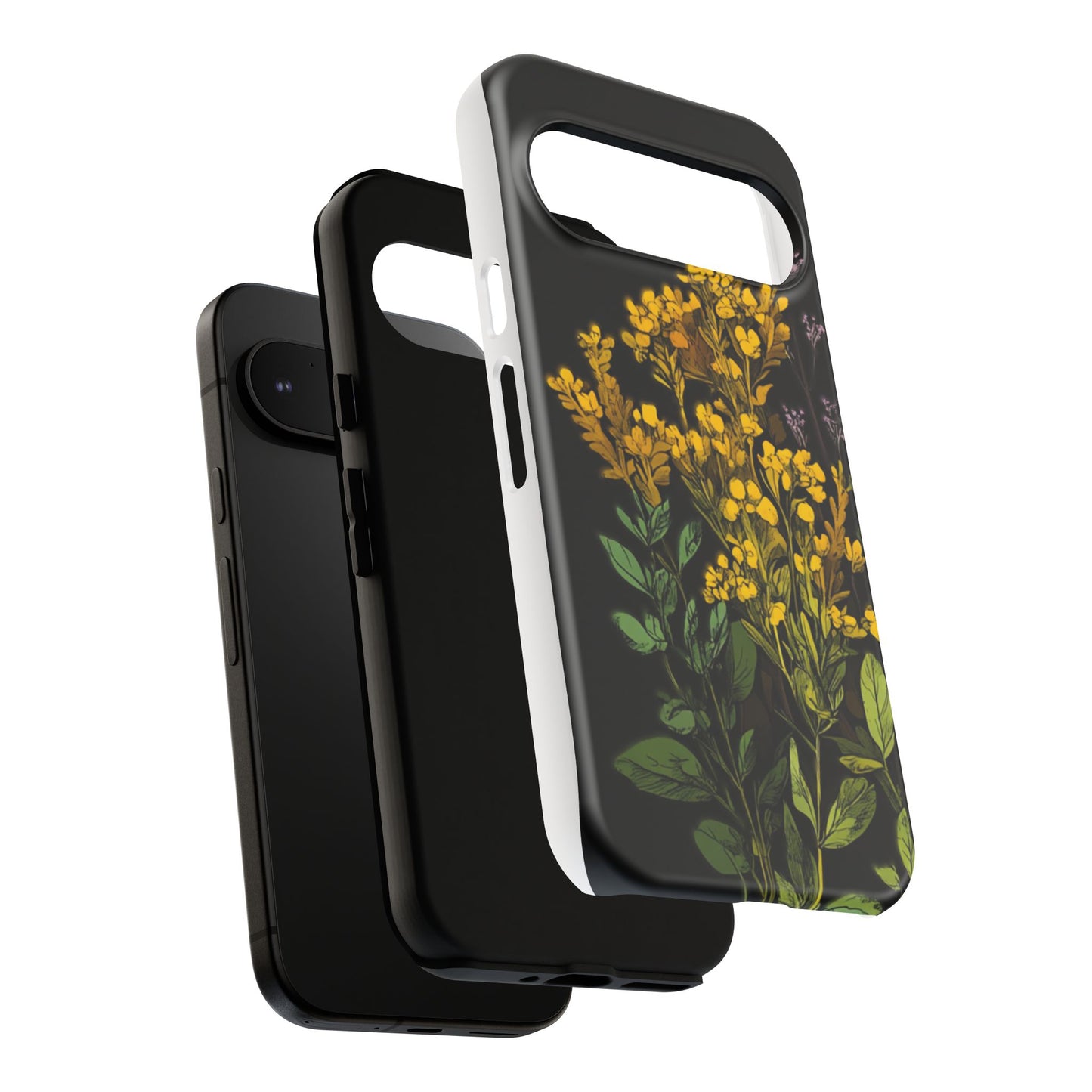 Floral Tough Phone Case - Elegant Yellow Botanical Design