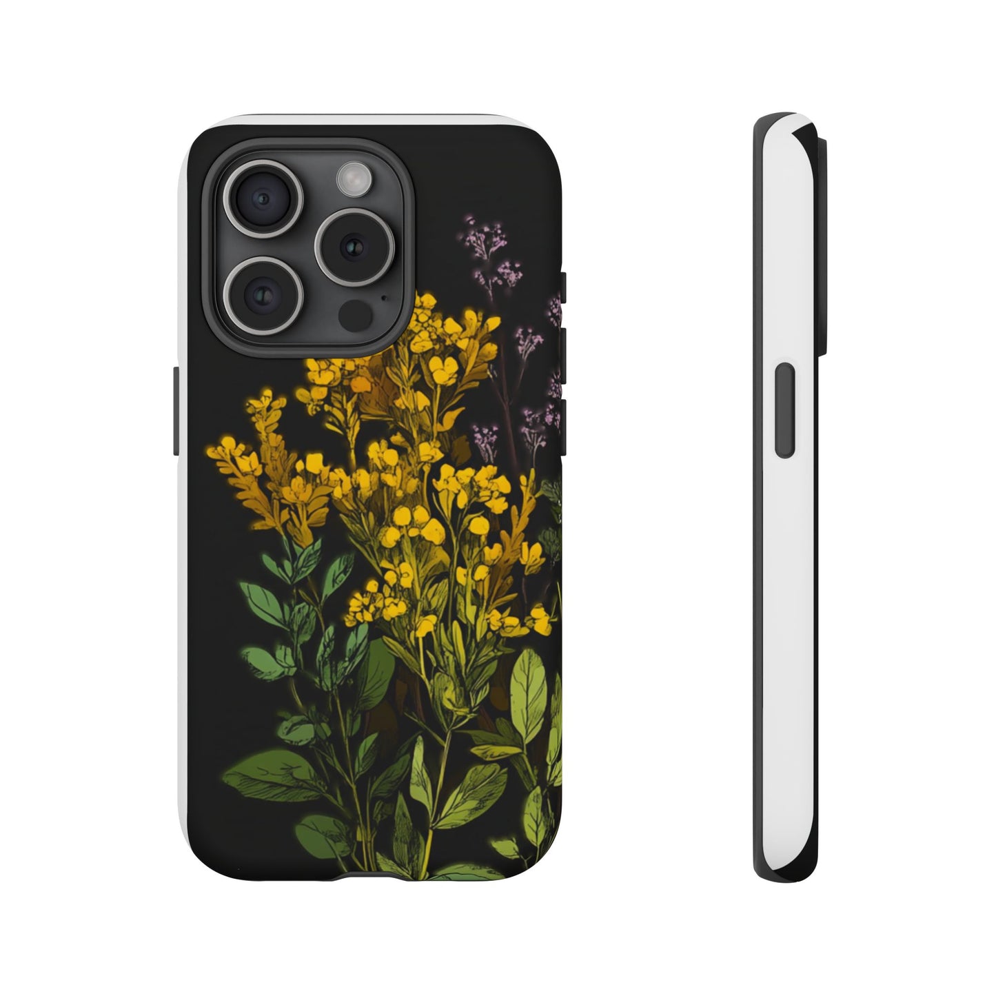 Floral Tough Phone Case - Elegant Yellow Botanical Design