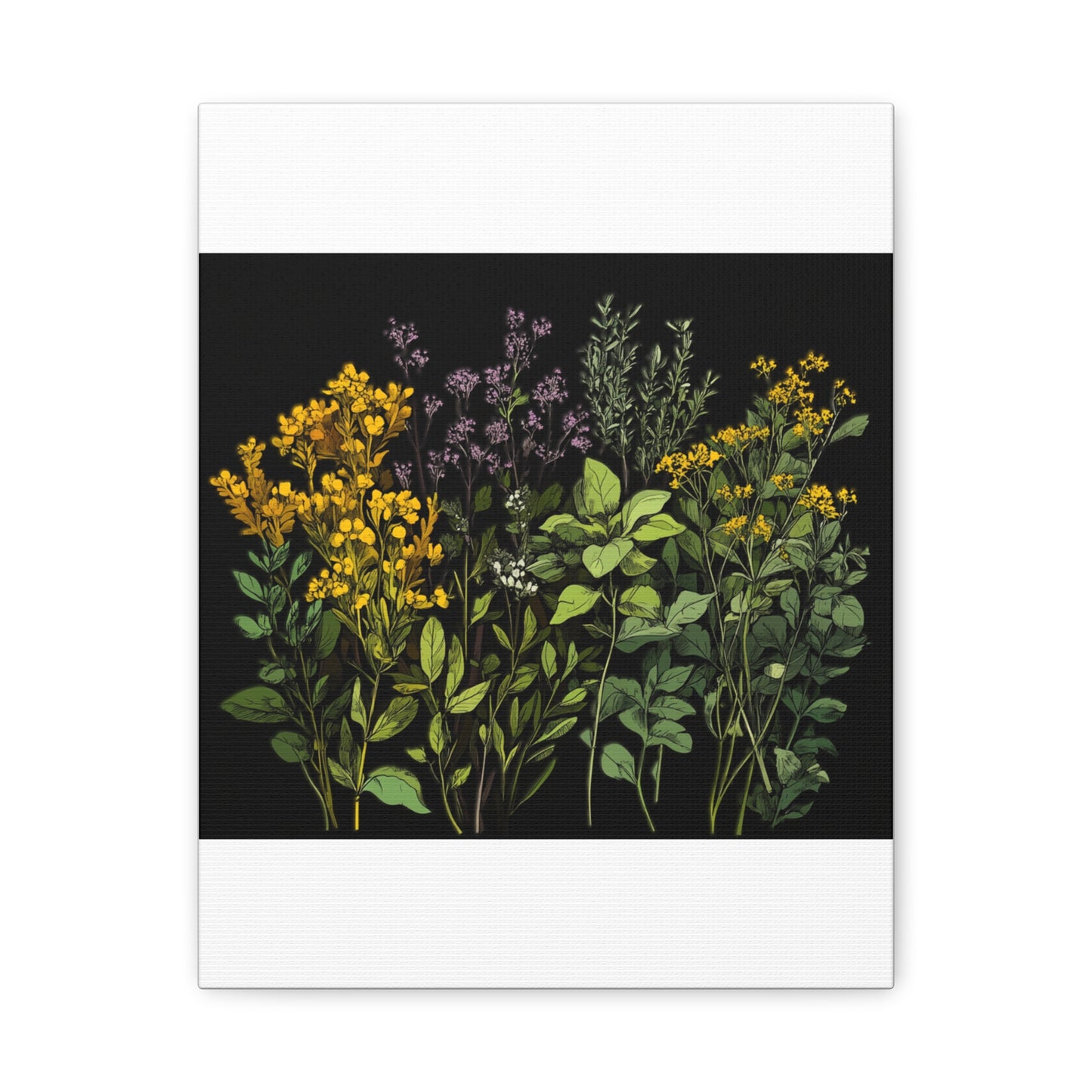 Botanical Wall Art - Matte Canvas Print of Colorful Herbs and Flowers
