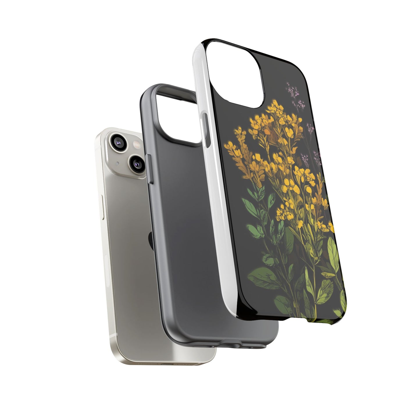 Floral Tough Phone Case - Elegant Yellow Botanical Design