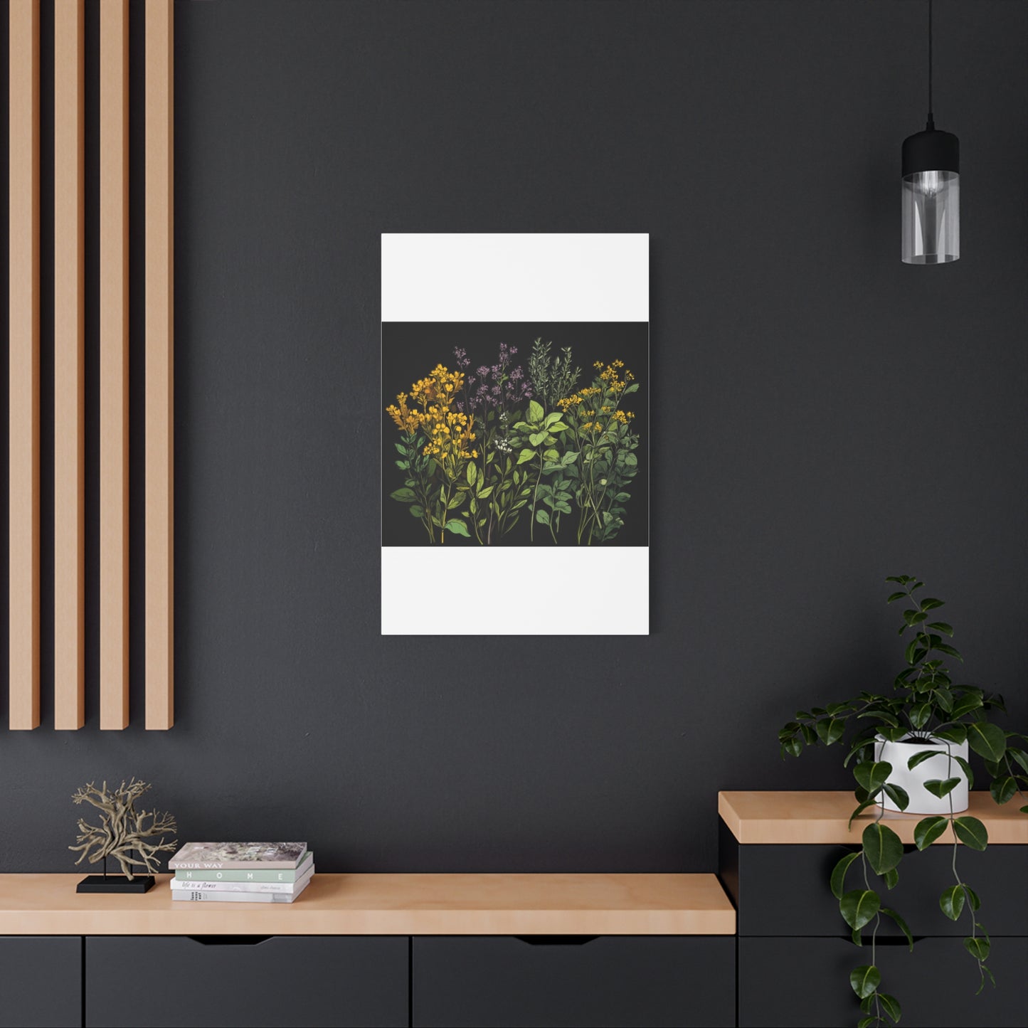 Botanical Wall Art - Matte Canvas Print of Colorful Herbs and Flowers