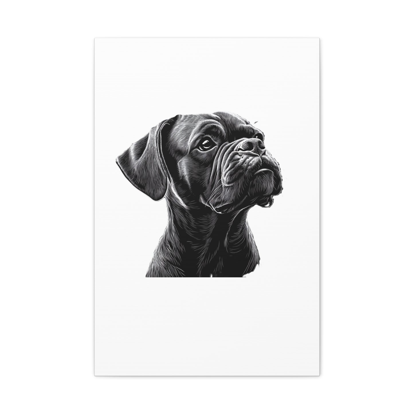 Canvas Wall Art - Black Boxer Dog Portrait - Pet Lover Home Decor