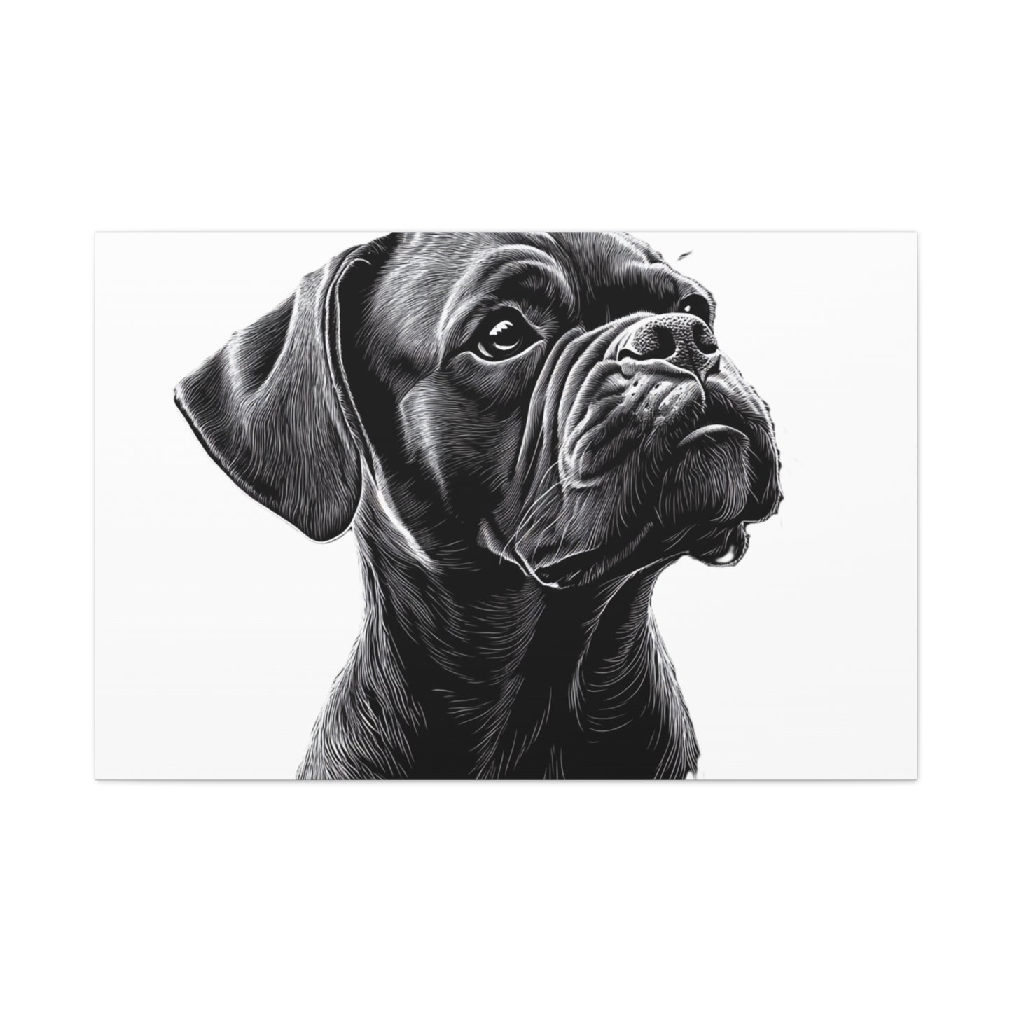 Canvas Wall Art - Black Boxer Dog Portrait - Pet Lover Home Decor