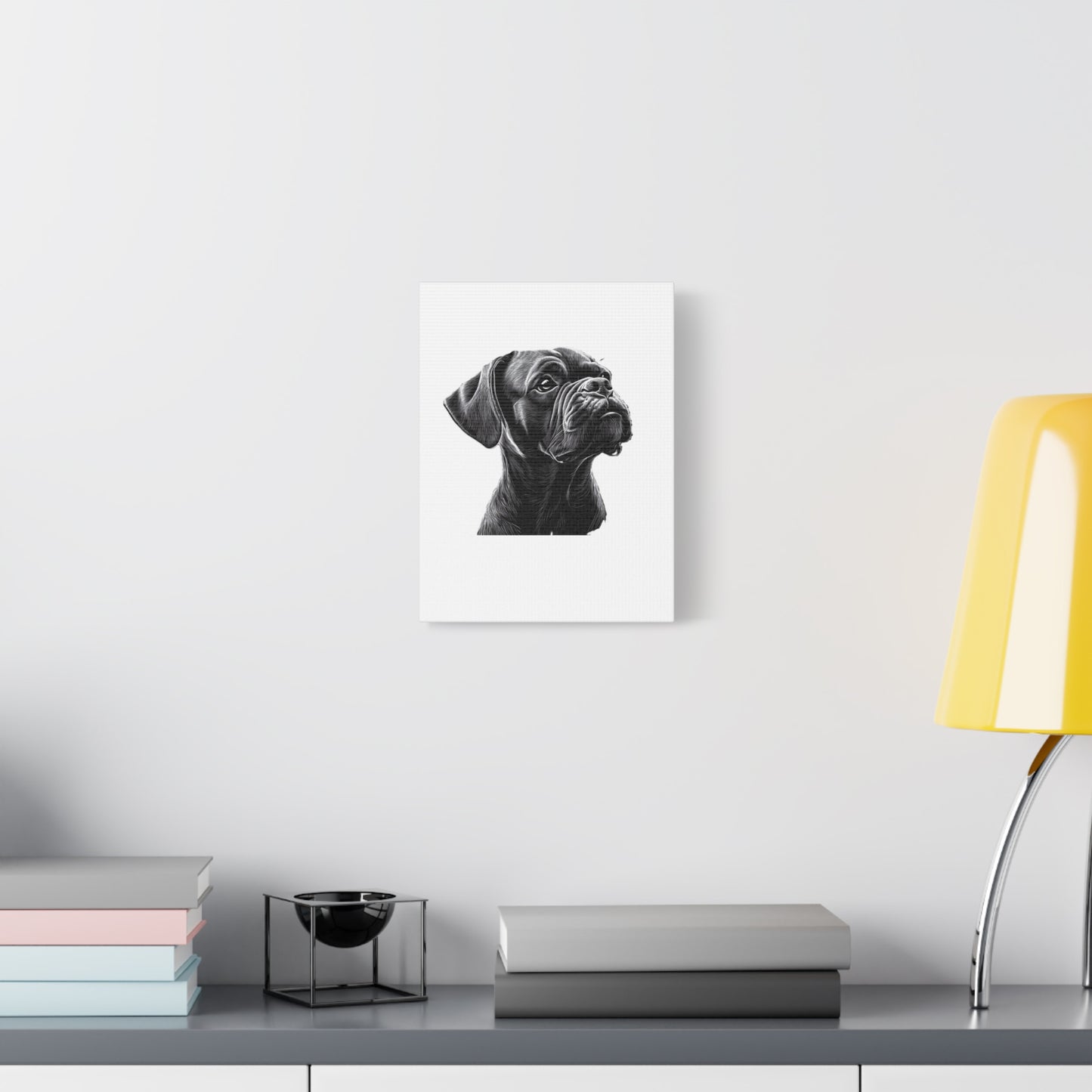 Canvas Wall Art - Black Boxer Dog Portrait - Pet Lover Home Decor