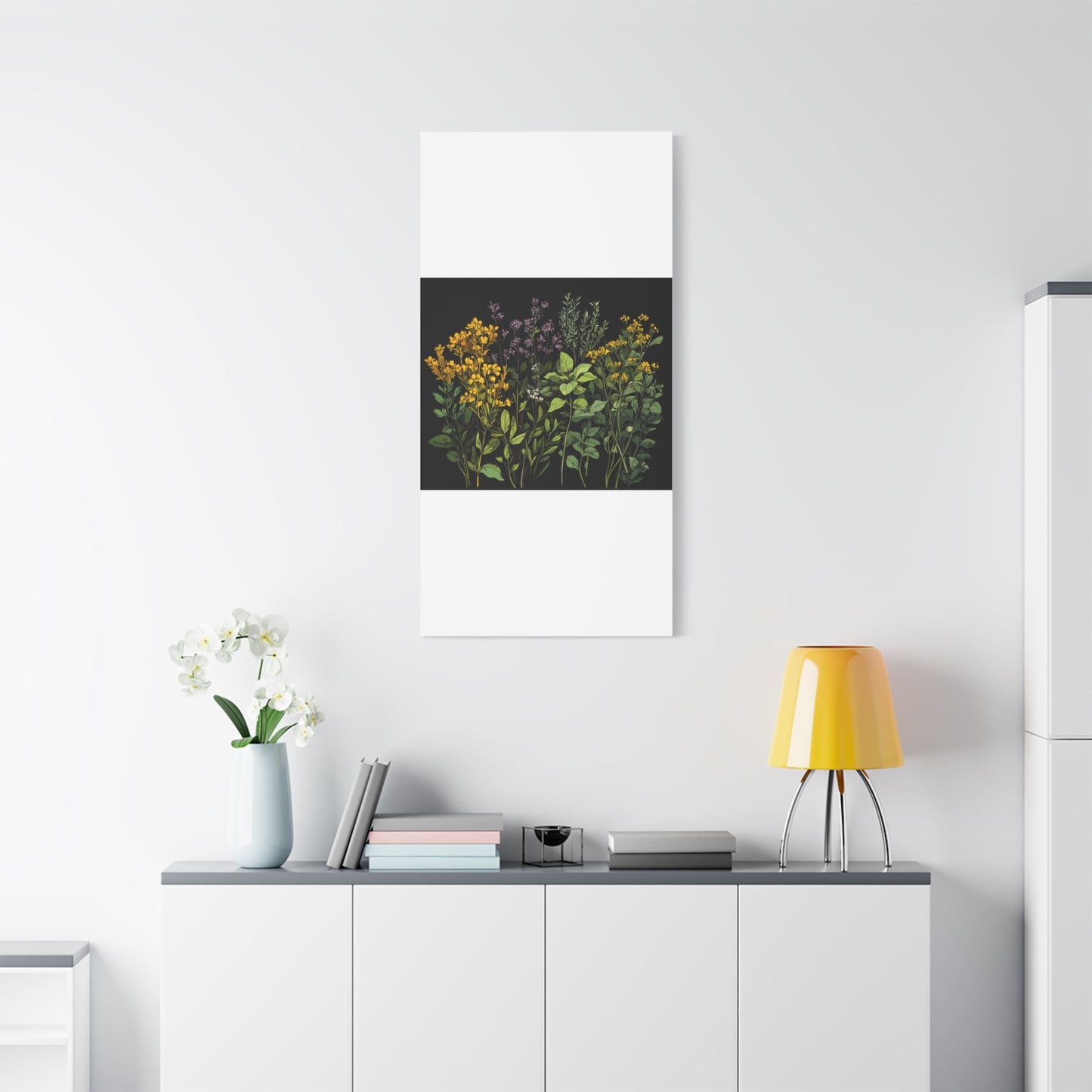 Botanical Wall Art - Matte Canvas Print of Colorful Herbs and Flowers