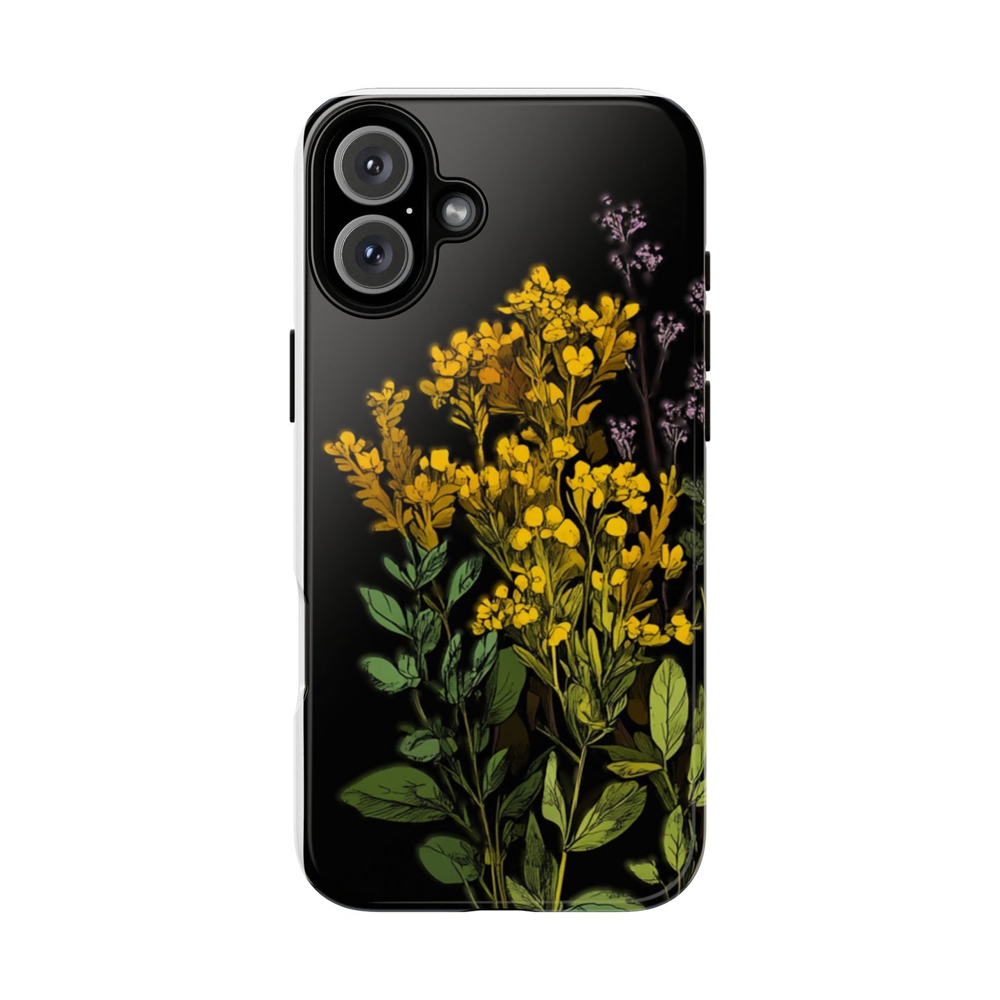 Floral Tough Phone Case - Elegant Yellow Botanical Design