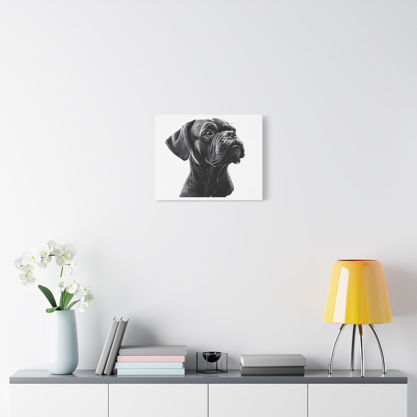 Canvas Wall Art - Black Boxer Dog Portrait - Pet Lover Home Decor